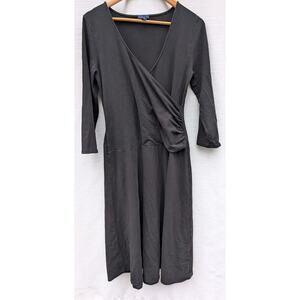 Lilla P Women's Side‎ Ruched V Neck Dress Sz XL Casual Nursing Friendly Black